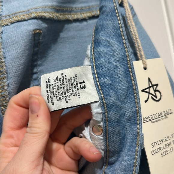 NEW w/tags American Bazi skinny low rise light blue wash denim jeans size 13 - Picture 6 of 12